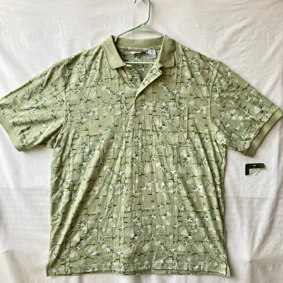 Michael Austin Golf Shirt Mens Size XXL Vintage All Over Print Clubs Palm Tree - Picture 2 of 11
